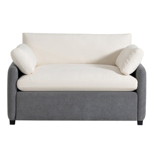 English Elm 50*43" Oversized Chenille Armchair Deep Lounge Seat Modern Minimalist Living Room Chair Gray+Cream N723S5042E