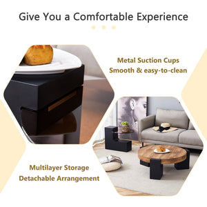 English Elm Modern Double-Layer Round Coffee Table with Tinted Glass Top, Detachable L-Shaped Legs, Versatile Stylish Centerpiece Black,Wood 30.71 L x 29.53 W x 12.99 H W1512P401778