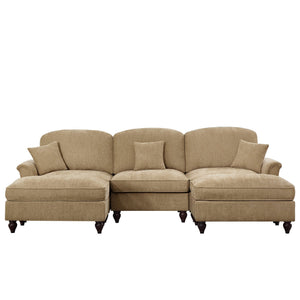 English Elm Classic Comfy Modular U-Shape Sectional Sofa With Removable Skirts, Ottoman, And Stylish Design W3041S00246