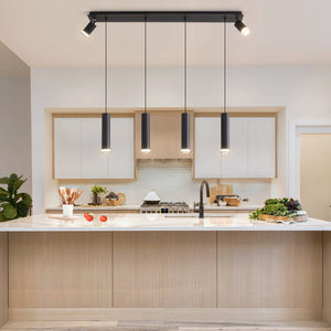 English Elm Angelina 6-Light Matte Black Pendant - Modern Kitchen Island Fixture For Stylish Task Lighting T3177P283998