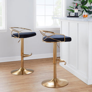 English Elm Adjustable Swivel Barstools Mid-century Modern Walnut and Cream Faux Leather Set of 2 Black B202S02170