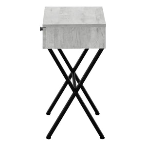 English Elm Accent Table Rustic Wood-Look End Table with Black Metal X Base, Nightstand with Drawer for Living Room Grey 22 L x 14 W x 7 H B2710P219288