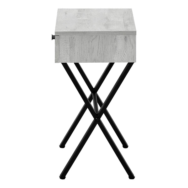 English Elm Accent Table Rustic Wood-Look End Table with Black Metal X Base, Nightstand with Drawer for Living Room Grey 22 L x 14 W x 7 H B2710P219288