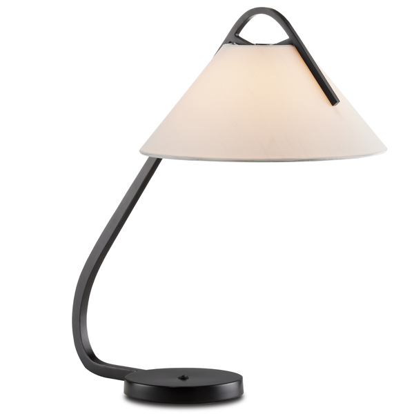 Frey Stylish Black Desk Lamp with Off-White Shade – Mid-Century Modern Design for Your Office
