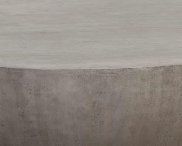 Sunpan Kinsley Coffee Table – Handcrafted Round Drum Design from Solid Mango Wood for Unique Spaces Large - 60W x 60D x 17.25H