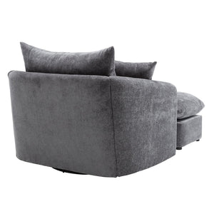 English Elm 360° 360 Swivel Oversized Chenille Armchair with Pocket Spring Seat and Three Throw Pillows Grey W1361S00093