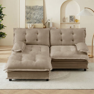 English Elm 77" Modular Cloud Sectional Chenille Couch Deep Lounge Seat with Ottoman for Living Room Light Coffee W714S01692