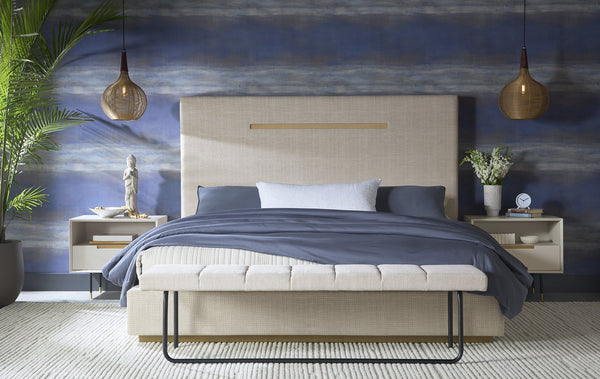 Sunpan Danbury Nightstand - Sleek Modern Design with Pull-Drawer, Rustic Bronze Accents, and Gold Caps Modern Cream