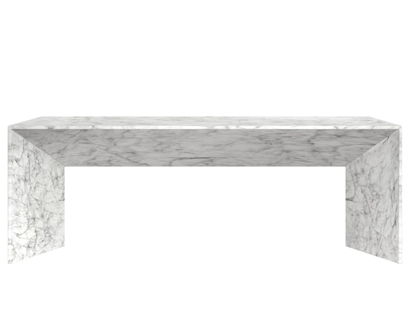 Sunpan Nomad Coffee Table - Elegant Concrete Design with Unique Textures for Indoor and Covered Outdoor Use Marble Look / White