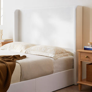 English Elm Carmen Boucle Upholstered Wingback Bed with 52.3" High Headboard, Modern Minimalist Platform Frame White B083P358537