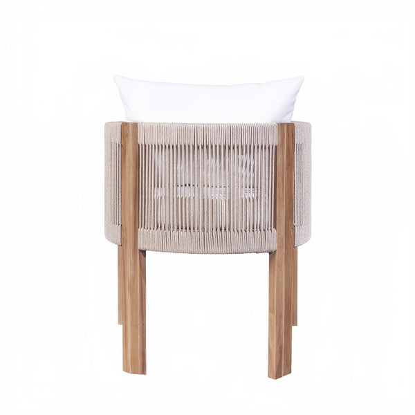 English Elm Christopher Knight Home® - Matera Teak & Beige Dining Chairs Set of 2 – Acacia Wood Frame, Rope Back, Removable Washable Cushions N775P255932T