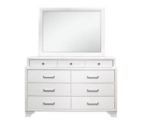 English Elm CIVIC Solid Wood Chest with Felt-Lined Top Drawers, French Dovetail Construction, Elevated Feet Design White 61.22 L x 19.49 W x 37.99 H B201P215846