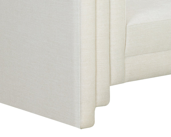 Sunpan Kira Armchair - Modern Design with Soft Geometric Lines, Durable Performance Fabric, Handcrafted Elegance Heather Ivory Tweed