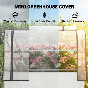 English Elm Modern Raised Steel Garden Bed with Greenhouse Cover for Year Round Outdoor Growing White T3971P467929