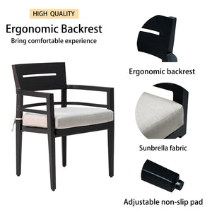 English Elm 7-Piece Outdoor Aluminum Dining Set With Cushioned Chairs & Swivel Rockers For Ultimate Comfort W1886S00002