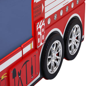 English Elm Little Heroes Fire Truck Bed - Cozy Low-Profile Floor Bed With Led Light For Imaginative Playtime Fun W2237S00022