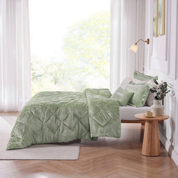 English Elm 4 Pcs Luxurious Green Velvet Duvet Cover Set With Decorative Pillow For Full/Queen Beds B035P319880