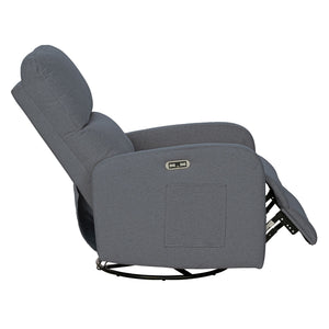 JLA Home INK+IVY - Power Dakota Recliner with Swivel, Glider & USB Charging — Power Recline, Storage Pocket, Plush Comfort Grey II103-0610