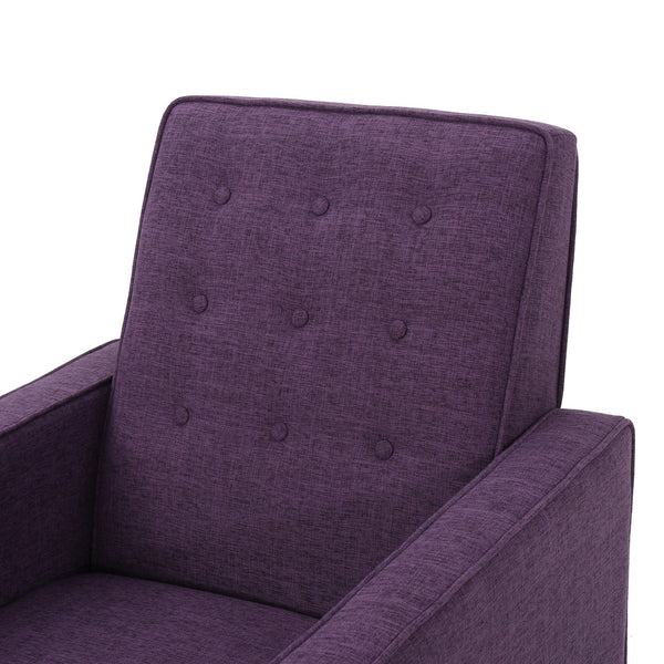 English Elm Christopher Knight Home® - Fabric Recliner Chair Mid-Century Modern Pushback Single Sofa with Tufted Cushion, Birch Legs, Cozy Comfort Purple 60741.00MPUR