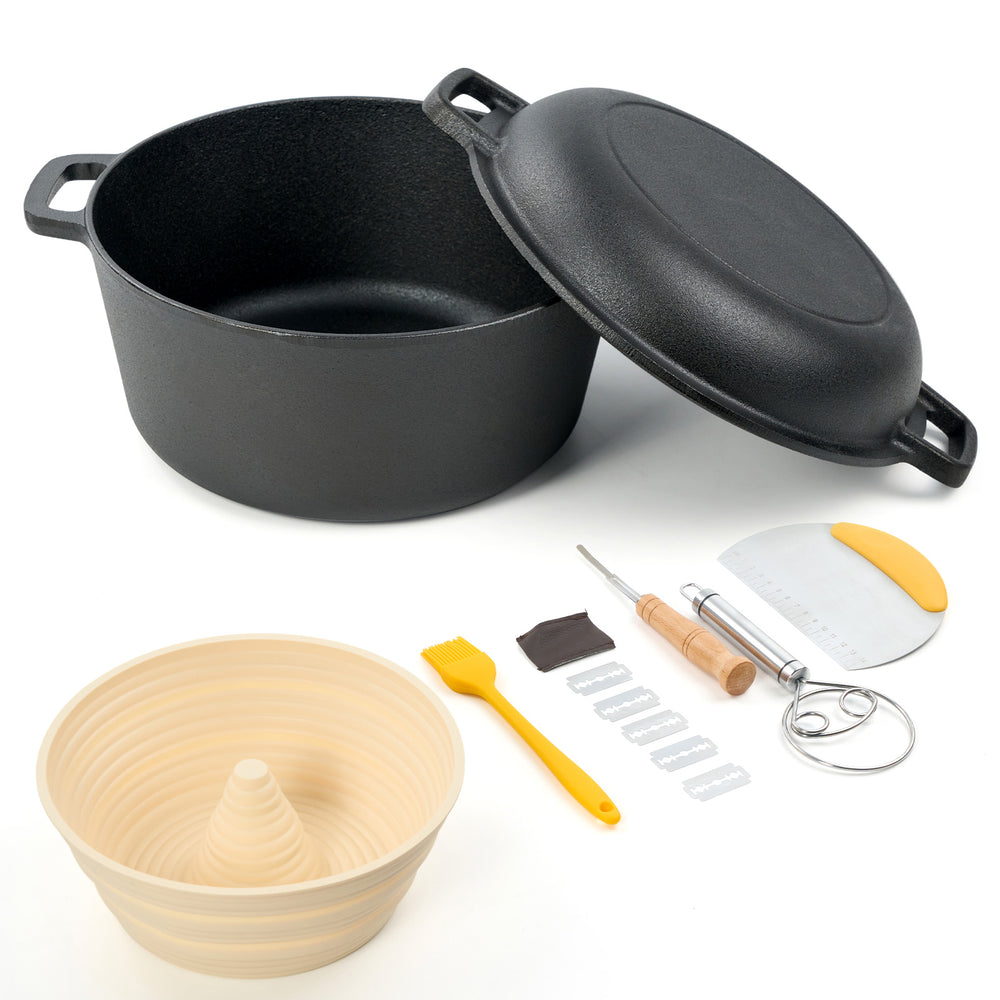 English Elm 6.5-quart Cast Iron Dutch Oven Black — Heavy-Duty Pre-Seasoned, Dual Handles, Lid Skillet Versatile Camp/Cook T3950P391614