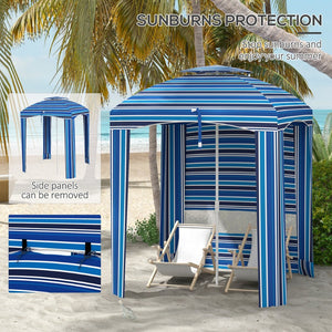English Elm Outsunny 5.8' Portable Beach Umbrella: Stylish Ruffled Cabana With Double-Top, Vents & Carry Bag W2225P174251-GIGA