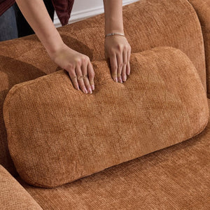 English Elm Modular Chenille Deep Seat Sectional Sofa with Bamboo Frame for Living Room Lounge Orange W1829S00070