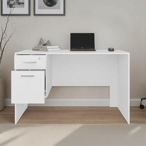 English Elm Odin White Wood Home Office Desk with Locking Drawer and Wide Rectangular Work Surface B092P474553
