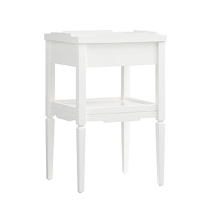 English Elm Foley Mid-Century White 1-Drawer Nightstand with Gold Pull, Tapered Legs & Lower Shelf Storage B050P376969