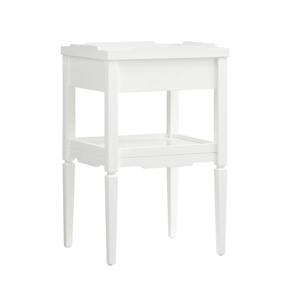 English Elm Foley Mid-Century White 1-Drawer Nightstand with Gold Pull, Tapered Legs & Lower Shelf Storage B050P376969
