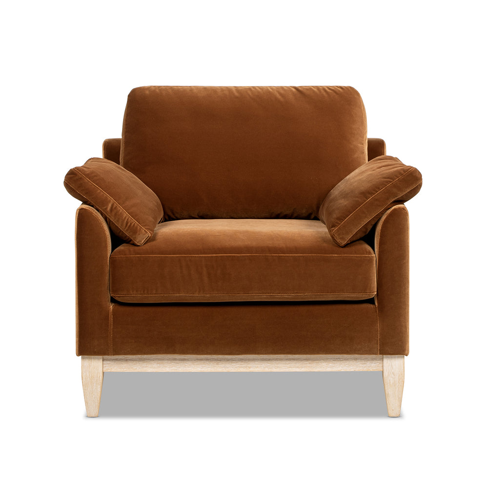 English Elm Jennifer Taylor Home - Pasadena 36" Wide Modern Farmhouse Accent Arm Chair In Cozy Burnt Orange Velvet For Stylish Living B2719P385739