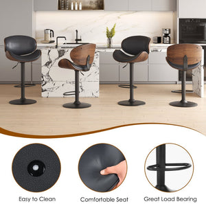 English Elm Counter Height Stools Set of 2 Mid-century Metal Legs Ergonomic Kitchen Island Seating Black T3623P430918