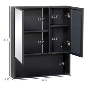 English Elm Kleankin Wall-Mounted Medicine Cabinet With Double Doors, Sleek Black Frame & Ample Storage Space W2225P229592