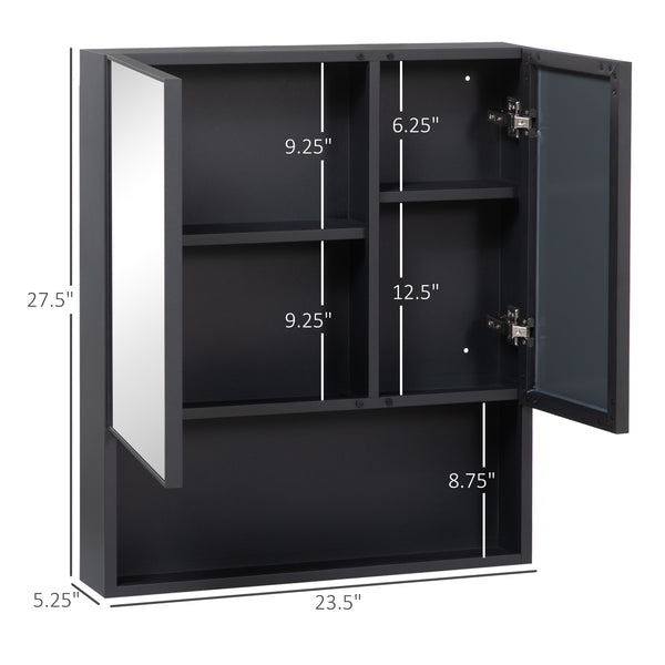 English Elm Kleankin Wall-Mounted Medicine Cabinet With Double Doors, Sleek Black Frame & Ample Storage Space W2225P229592