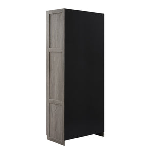 English Elm Hopkins Tall Storage Cabinet with 4 Adjustable Shelves, Soft-Close Doors & Black Metal Pulls Grey B365P398309