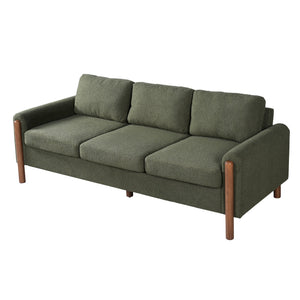 English Elm Christopher Knight Home® - 83.86" 3-Seater Sofa in Teddy Velvet with Curved Armrests & Solid Wood Legs, Plush Durable Comfort Green N765P331021N