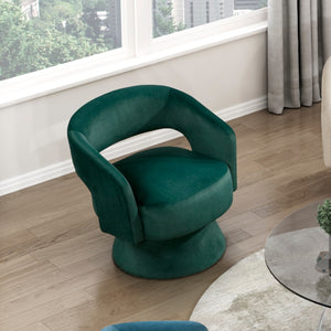 English Elm Modern Swivel Accent Chair in Lux Velvet Upholstery with Solid Wood Base, Compact Stylish Seating Green 27.75 L x 26.5 W x 19.75 H B011P283811