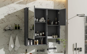 English Elm 29'' Wall Mounted Bathroom Cabinet with Mirror Towel Bar and Adjustable Shelving N710P209440E