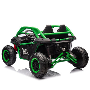 English Elm 24v Two Seater Kids Utv with Parental Remote Dual Motors Four Wheel Suspension Led Green W1578P198435