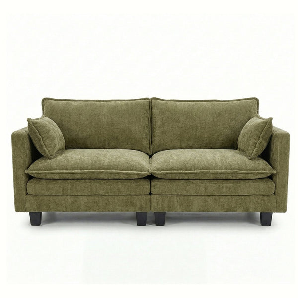 English Elm Modern Chenille Upholstered Loveseat with Usb Ports and Pockets for Compact Living Green W2519P486541
