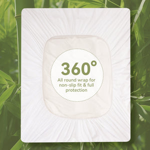 English Elm Bamboo Waterproof Mattress Protector Queen - 21" Deep Pocket, 1000g Plush Fill, Quiet TPU Barrier T3950P399703