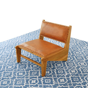 English Elm Talon Full-grain Leather Lounge Chair Solid Wood Frame Mid-century Modern Accent B183P301087