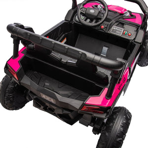 English Elm 24v Two Seat Kids Electric Utv with Parental Remote Suspension Off Road Ride On Pink W1578P184801