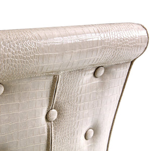 English Elm A Set of 2 Crystal Button Faux Leather Dining Chairs with Embossed Croc Texture Beige W3226P340250