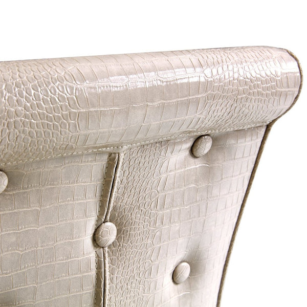 English Elm A Set of 2 Crystal Button Faux Leather Dining Chairs with Embossed Croc Texture Beige W3226P340250