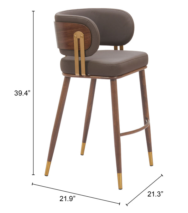 Brew Barstool - Set of 2 Brown & Walnut 110327 Zuo Modern