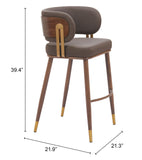 Brew Barstool - Set of 2 Brown & Walnut 110327 Zuo Modern