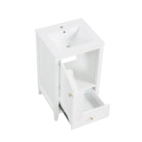 English Elm 20" Bathroom Vanity With Sink, Bathroom Cabinet With Soft Closing Door, Storage Rack and A Drawer, White