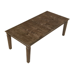 English Elm Contemporary Farmhouse Extendable Dining Set Birch Wood Seats Six Light Brown Finish B011S02464