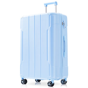 English Elm Hardshell Abs Checked Suitcase with 360 Spinner Wheels Expandable Tsa Lock 28 Inch Sky Blue N730P296747S