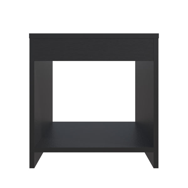 English Elm Nightstand Elaine – Sleek Black Engineered Wood Bedside Table with Spacious 10.5"H Lower Shelf, Compact Durable Design B092P245910